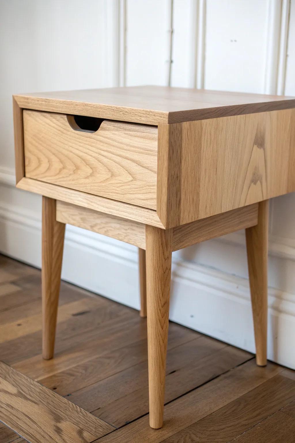 Thin live-edge drawer front turns a simple drawer box into an organic Scandinavian statement piece.