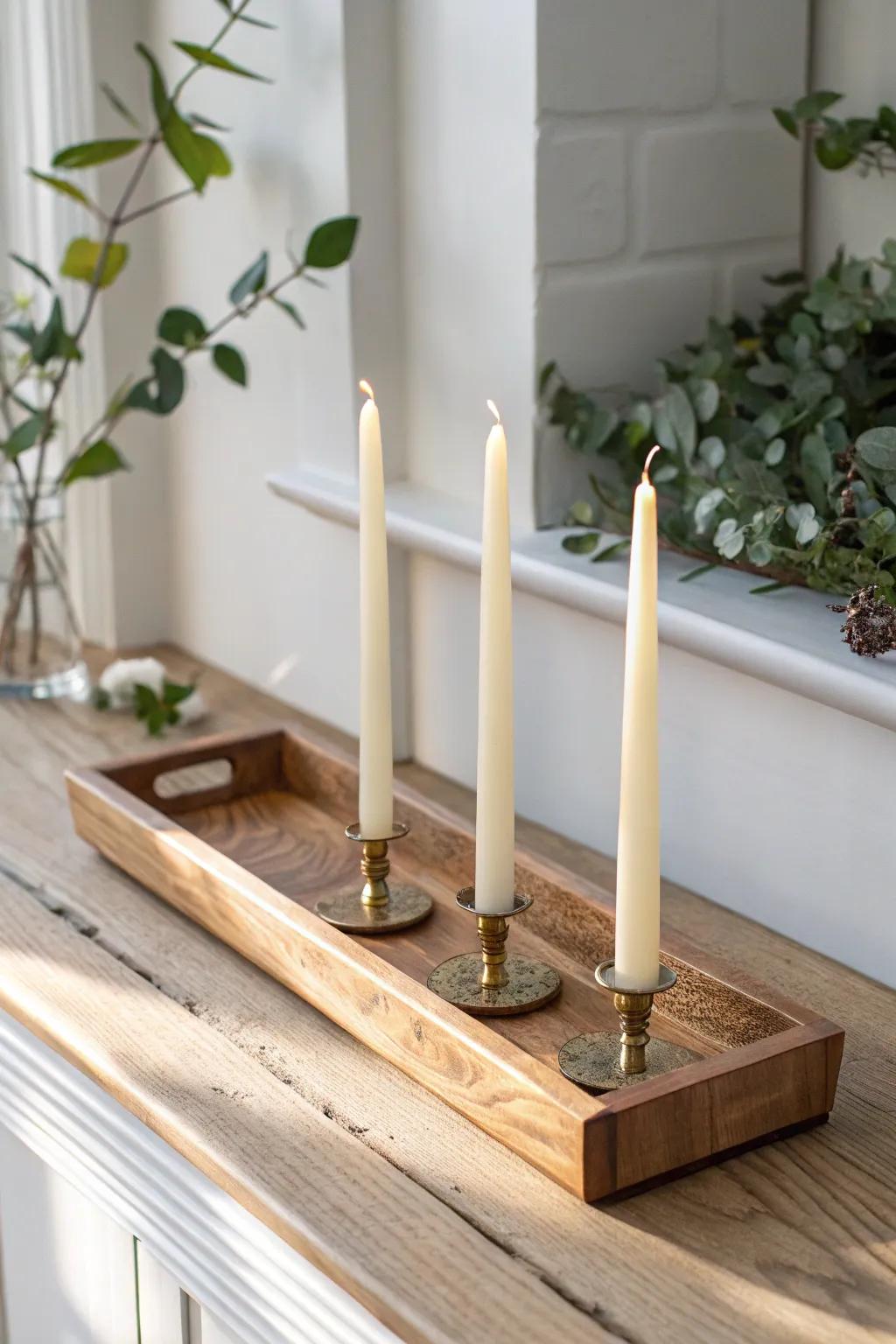 Sleek oak candle tray with a subtle resin inlay—minimal, elegant, and handcrafted for Christmas.