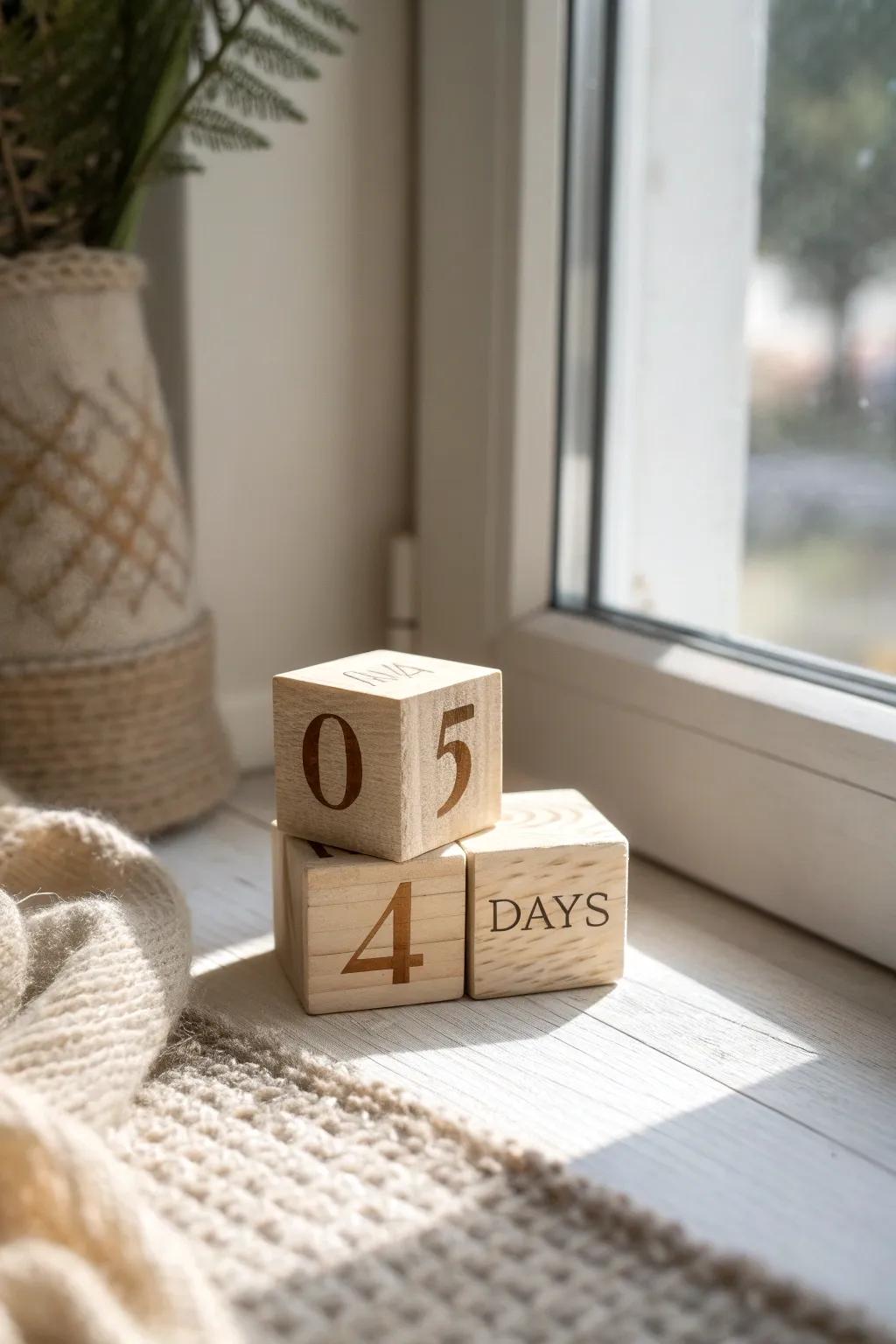 A simple nightly ritual: woodburned countdown blocks that make your end table feel festive.