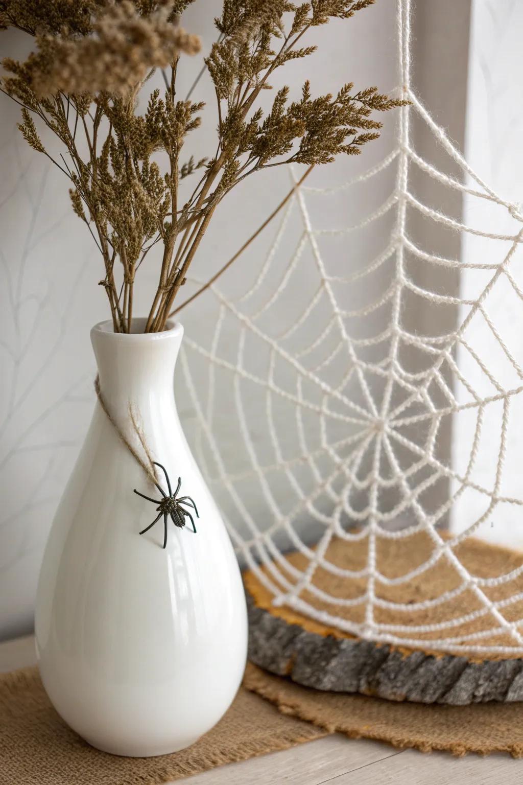 Crafted to surprise: Add a touch of whimsy with intricately placed fake spiders!