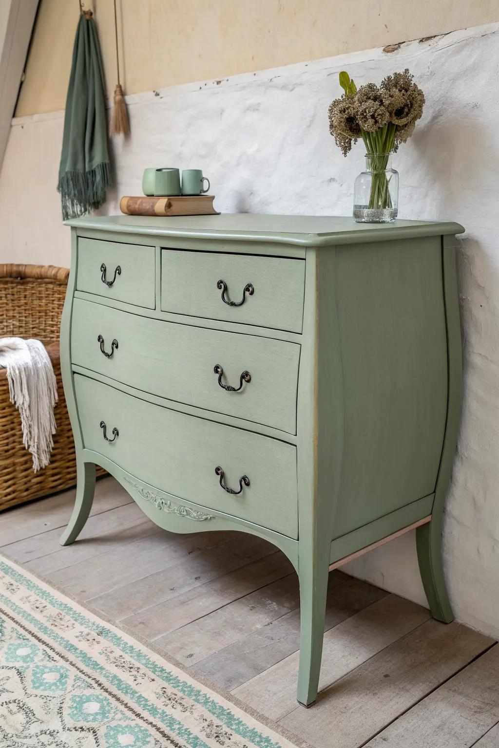 Sage body, forest-dipped feet: a simple two-tone trick that makes curvy legs pop.