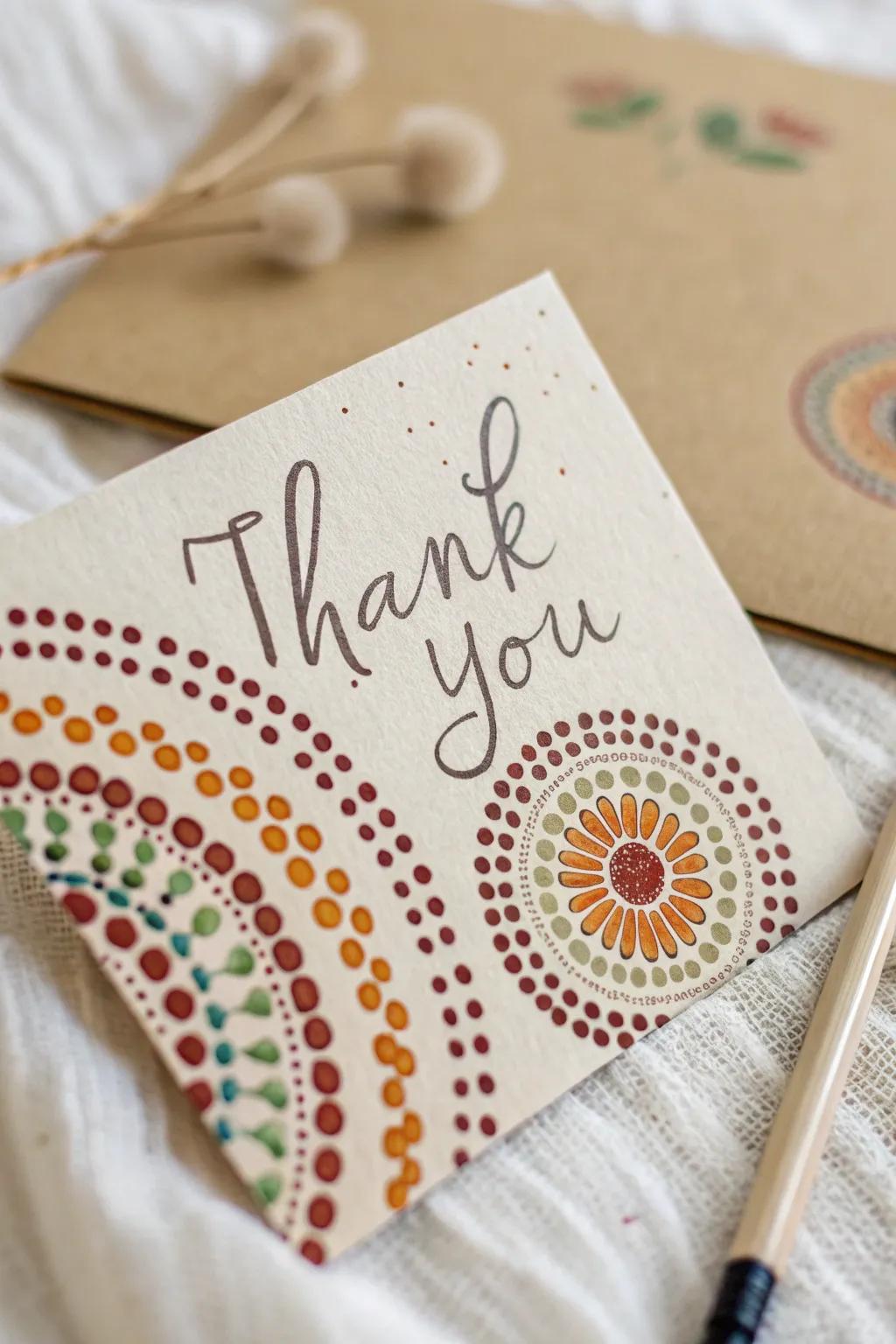 Celebrate the charm of simplicity with a toddler's touch: Dot-painted thank you cards that speak from the heart.