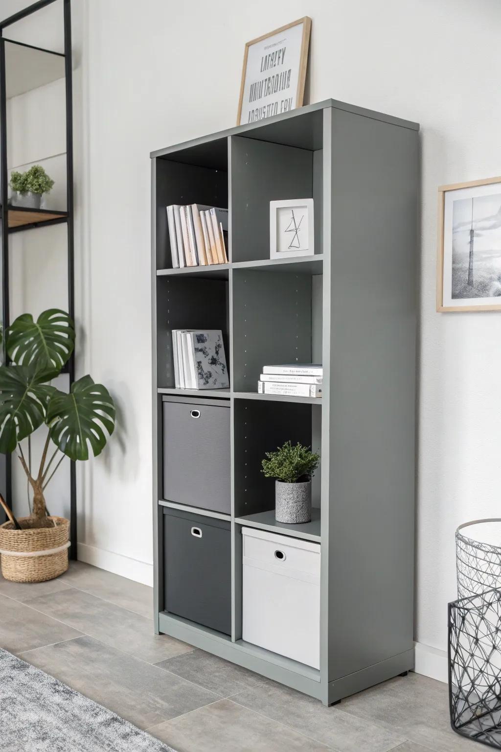 Elevate your space with a chic monochrome Kallax, a perfect blend of style and sophistication.