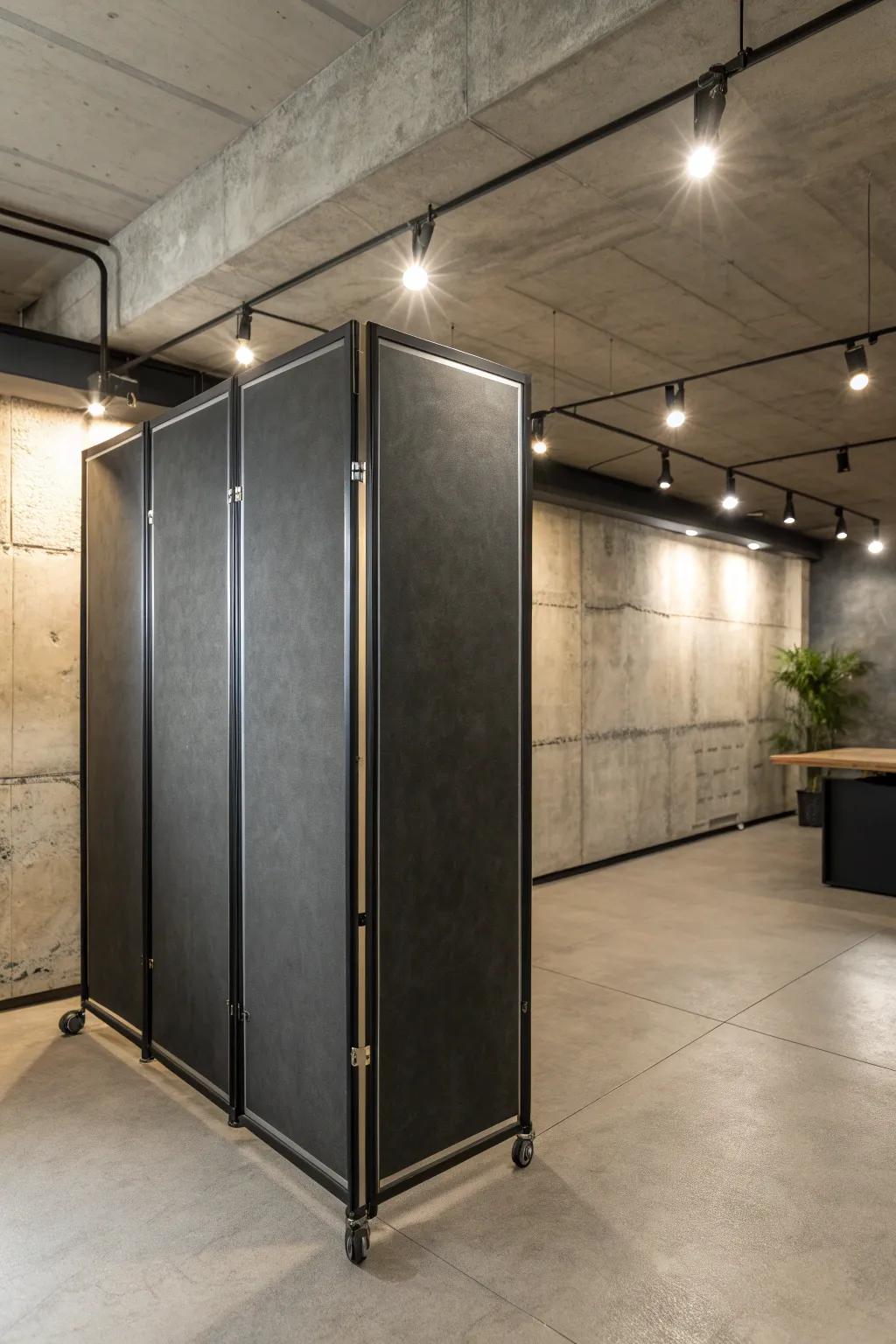 Transform your basement with stylish movable partitions for versatile living spaces.
