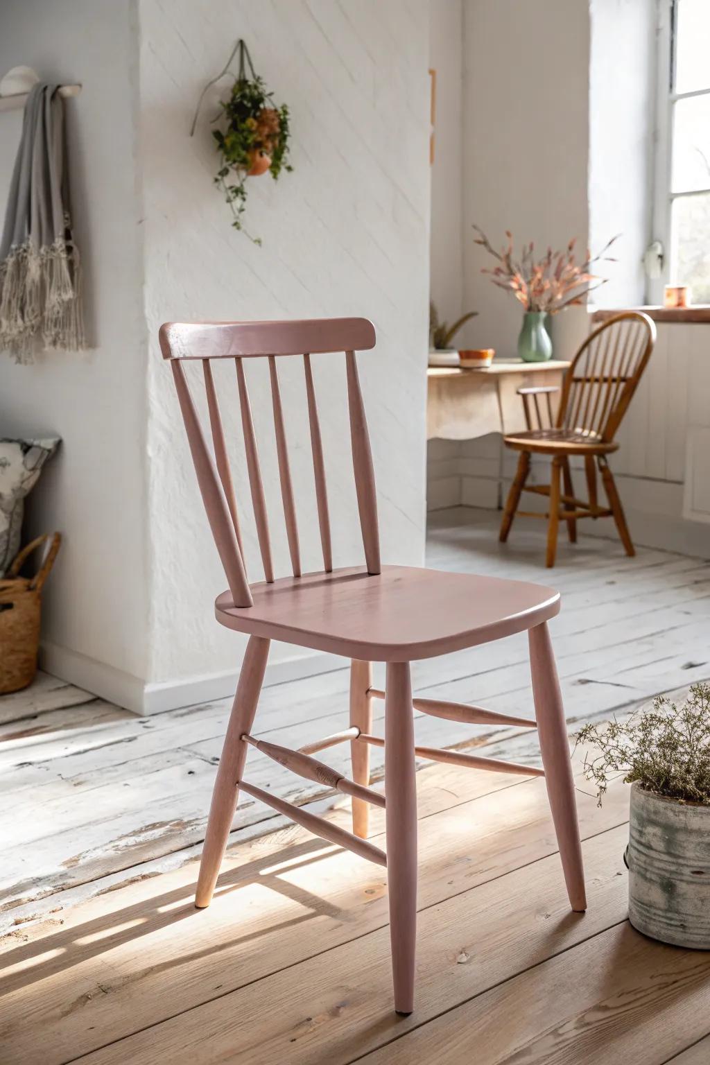 Different chair colors, same finish—an effortlessly curated dining nook with collected charm.