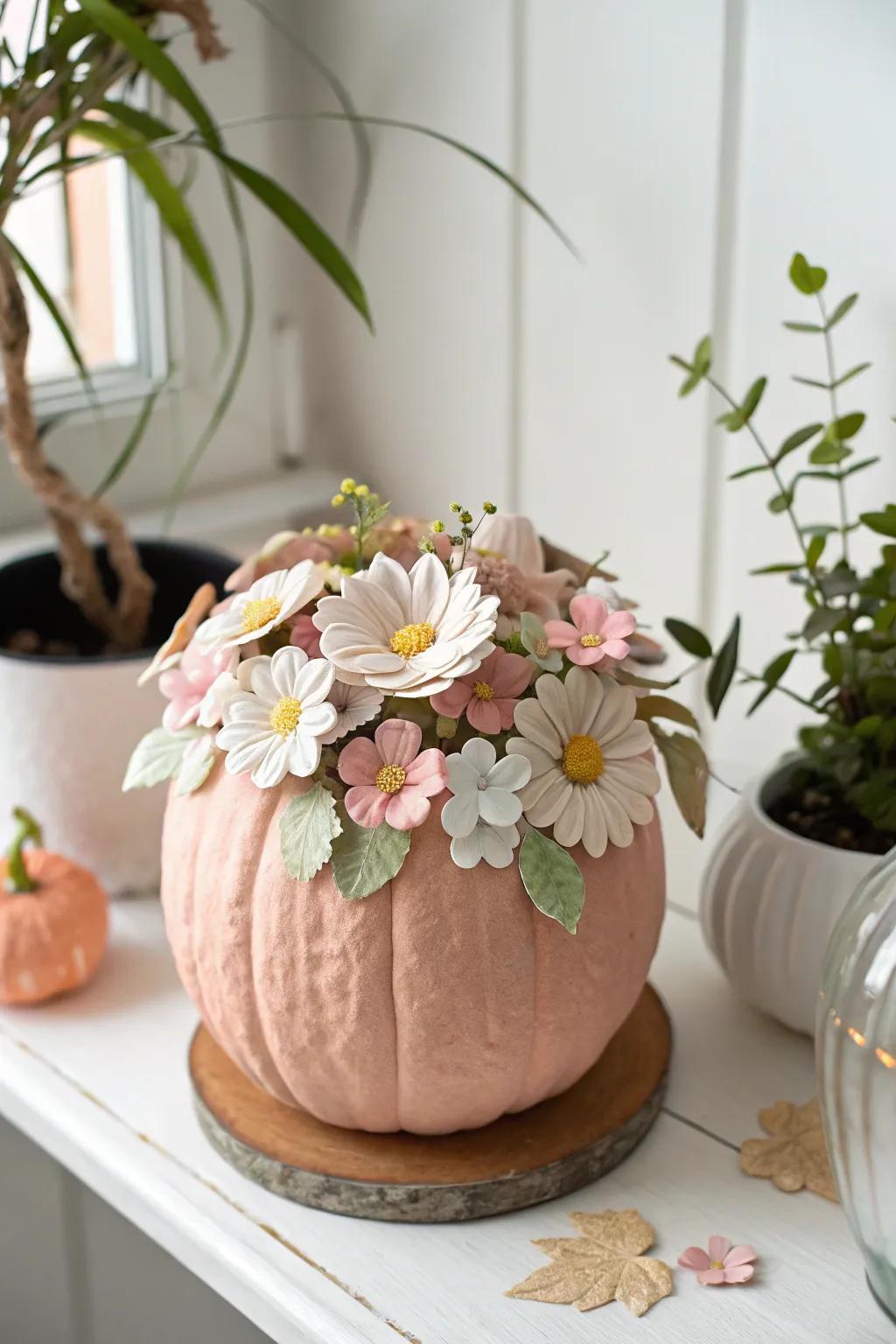 Transform your pumpkin into a garden delight with a touch of Scandinavian elegance.