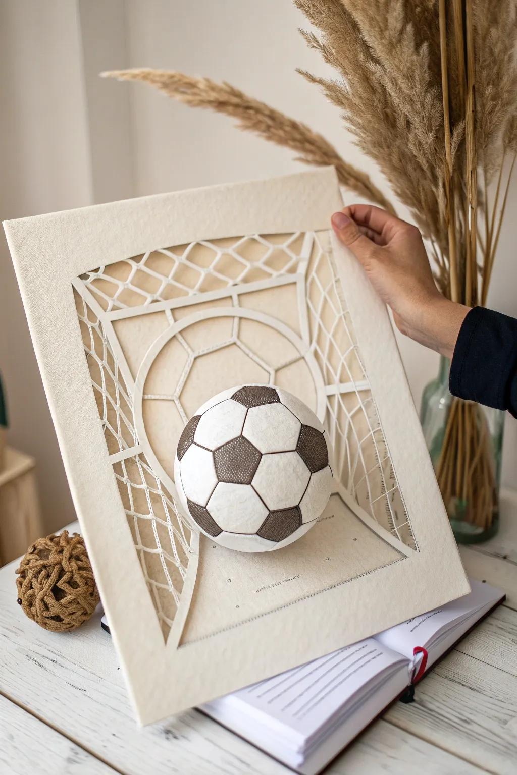 Score a goal in style with this minimalist pop-up soccer poster—where simplicity meets elegance.
