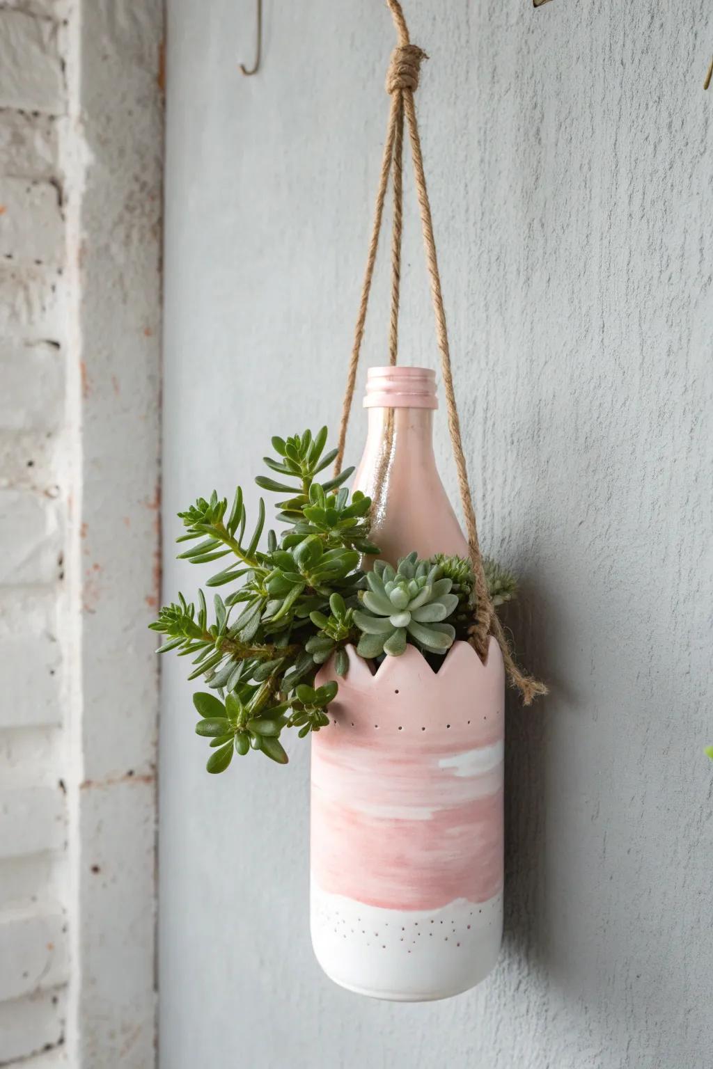 Transform your space with eco-friendly elegance: Discover the beauty of recycled plastic bottle planters.