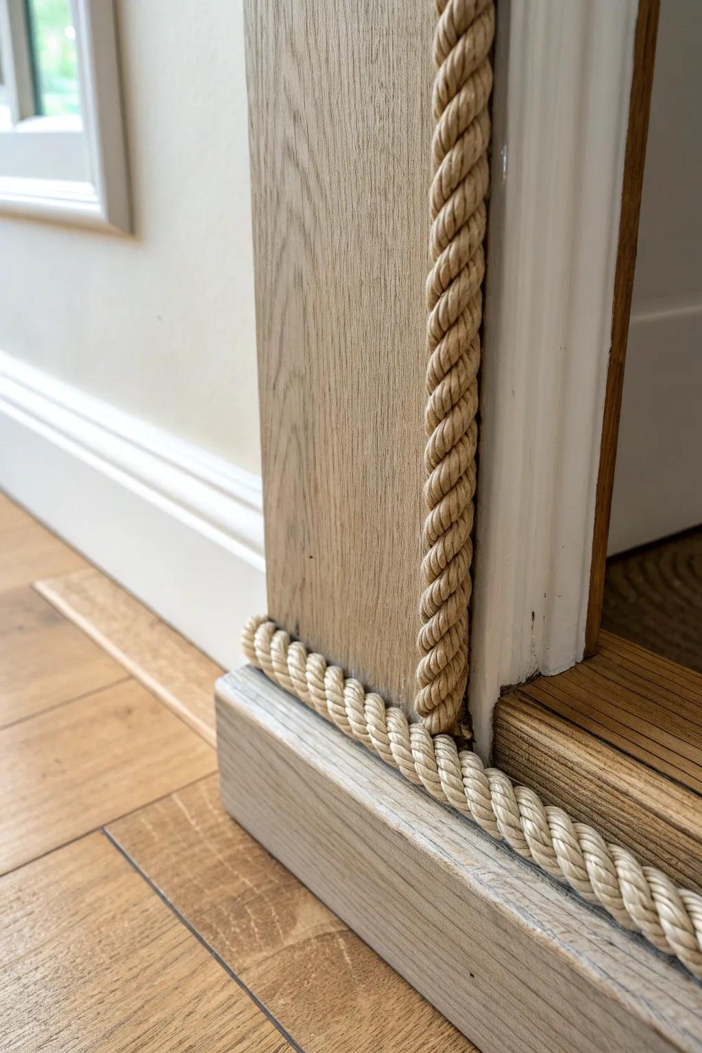 Rustic trim upgrade: a routed groove with jute rope inlay for warm nautical texture.