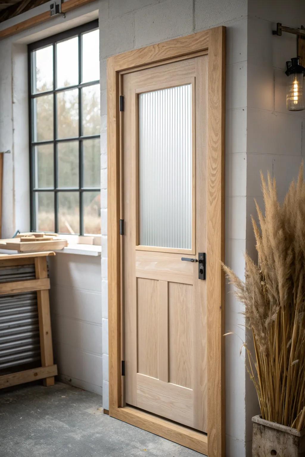 A dedicated finishing room door with filtered ventilation—clean coats, calm workflow, zero chaos.