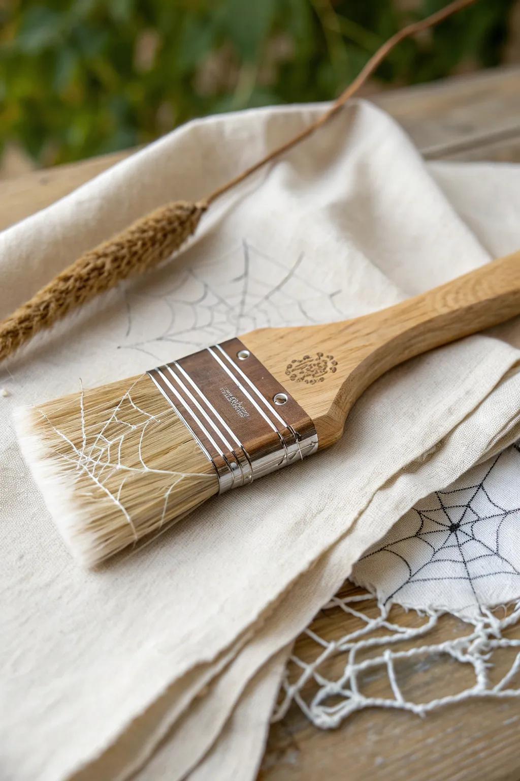 Embrace nature's artistry with a handcrafted spiderweb paintbrush.