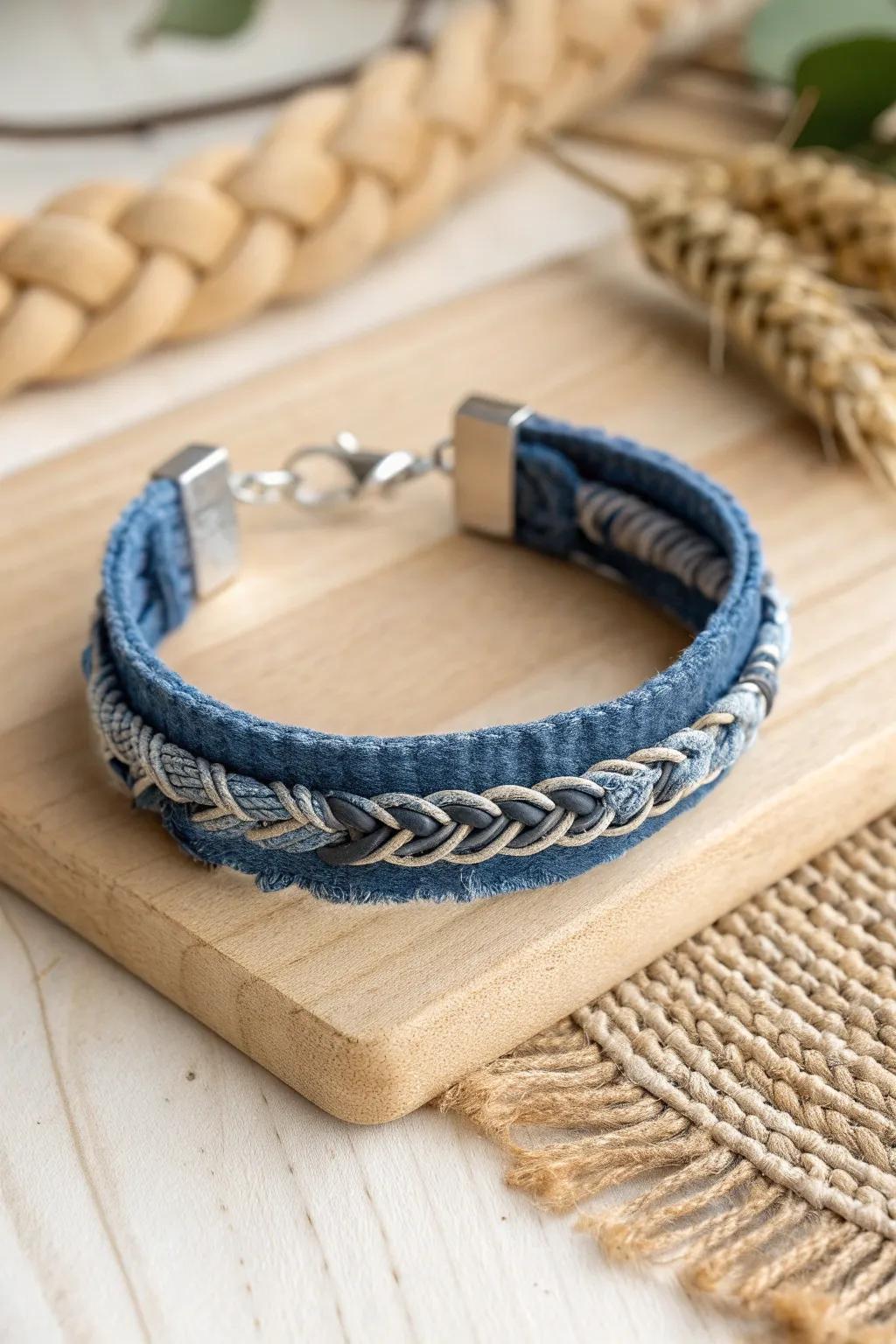 Transform old jeans into stunning denim jewelry that adds a unique flair to any outfit. Embrace simplicity and craftsmanship with this chic accessory!