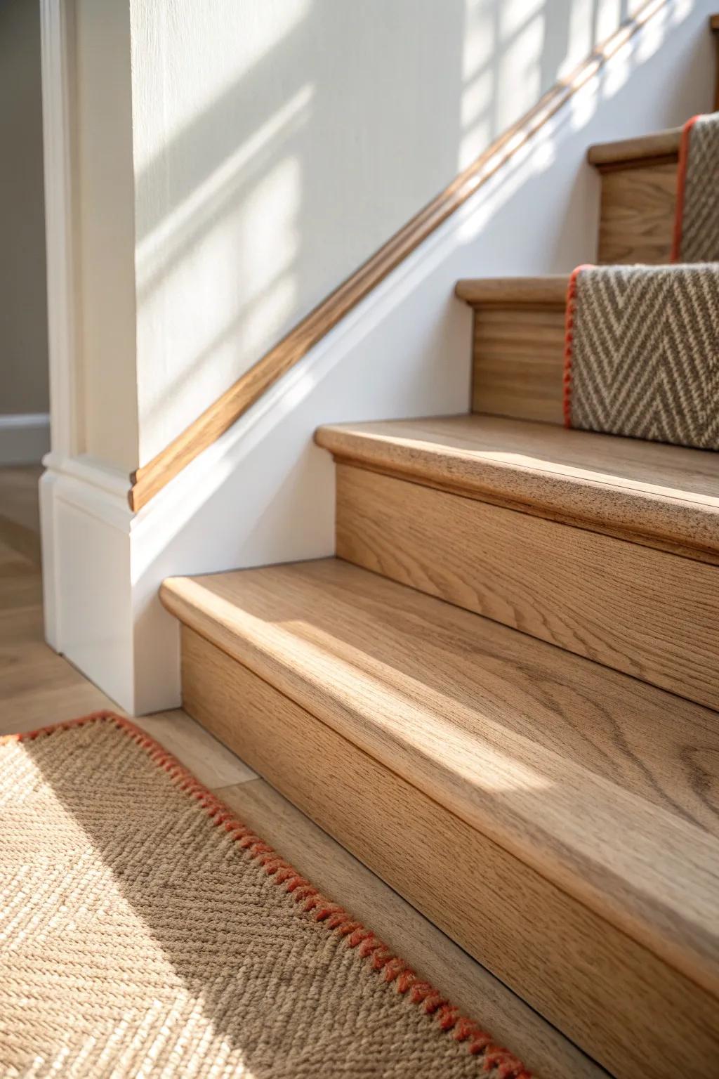Carry your baseboard profile up the stairs for a seamless, custom-built look throughout.