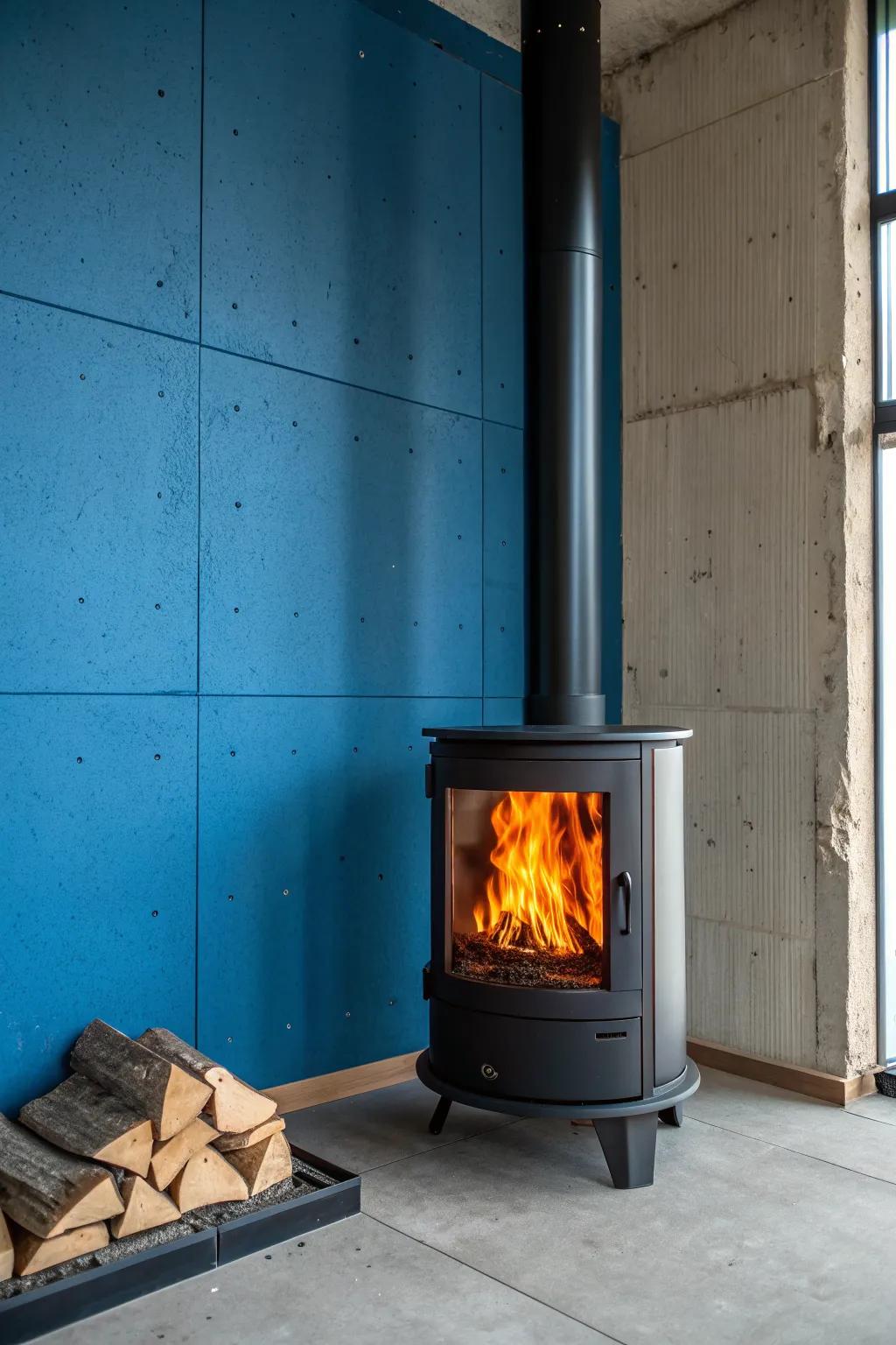 Warm up cold concrete—moisture-safe insulation behind your basement wood stove makes heat stay inside.