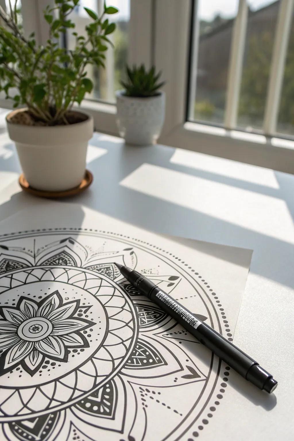 Find tranquility in the art of mandala creation.