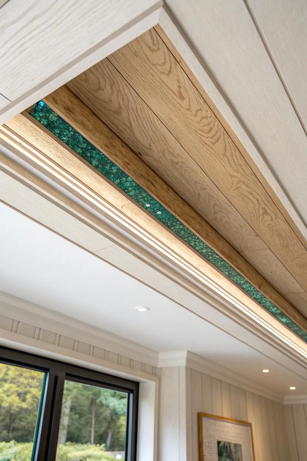 A tiny resin “river” turns your ceiling transition into a bold, light-catching design detail.