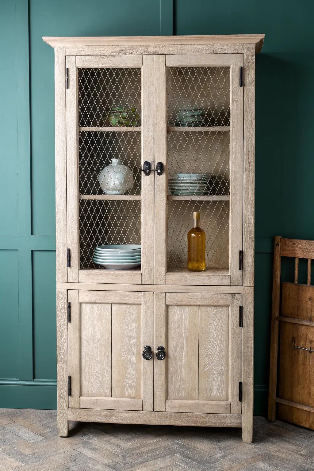 Swap broken glass for wire inserts—instant rustic texture that still feels clean and curated.