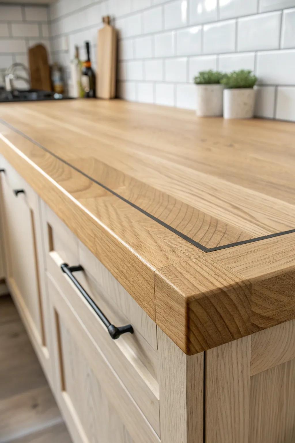 A slim edge cap trim that hides awkward countertop seams and makes the front edge look seamless.