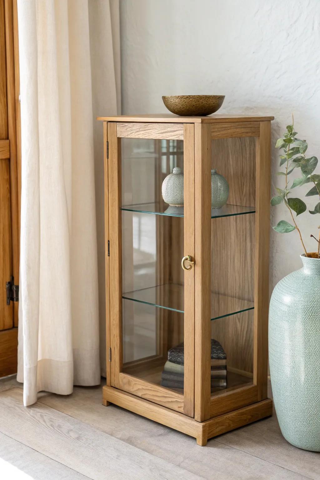 Glass-front cube upgrade: protect your favorite ceramics while keeping that airy, open look.