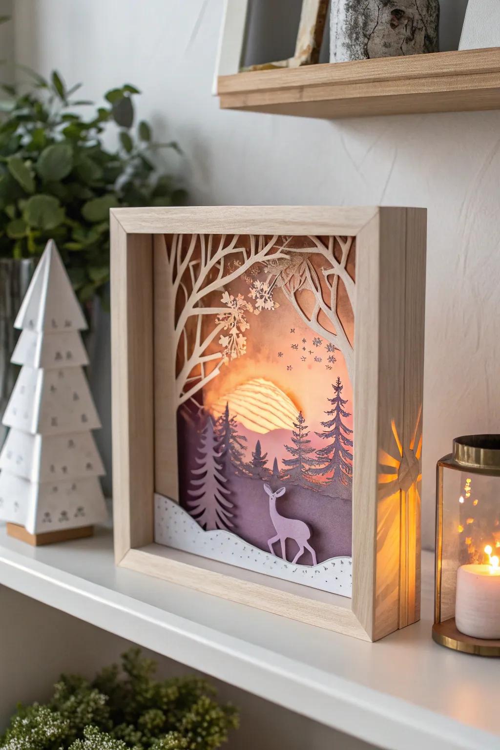 Discover the enchanting world within layers: A stunning paper shadow box that captures the magic of nature.