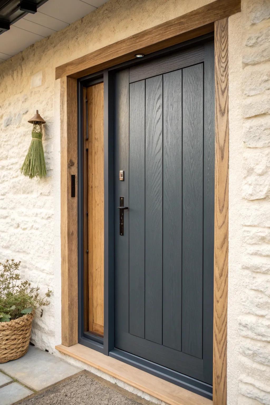 Metallic graphite gray adds a stormy shimmer—perfect for dark gray homes without vanishing.