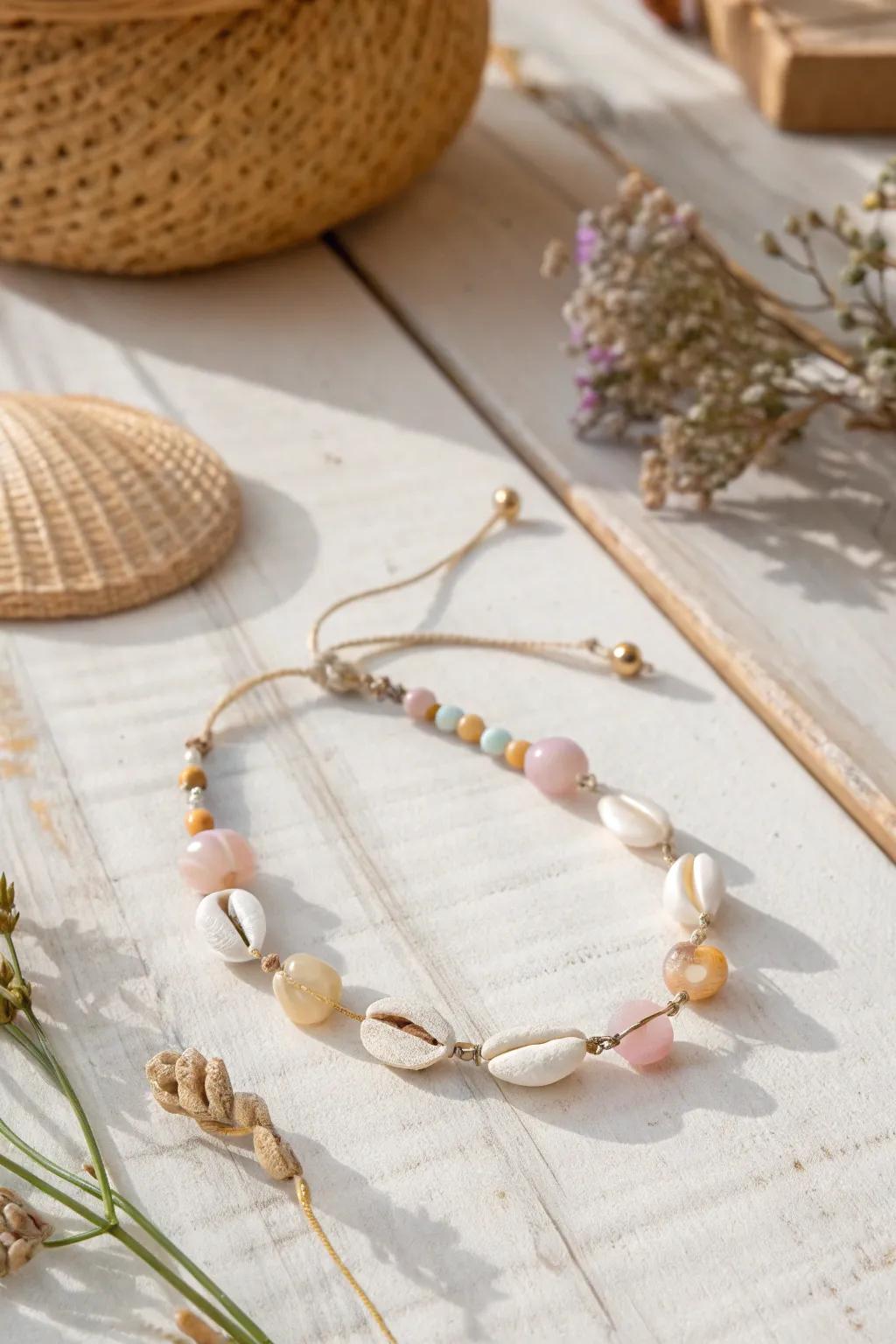Craft your own coastal treasure: a shell and stone anklet that carries the ocean with you.