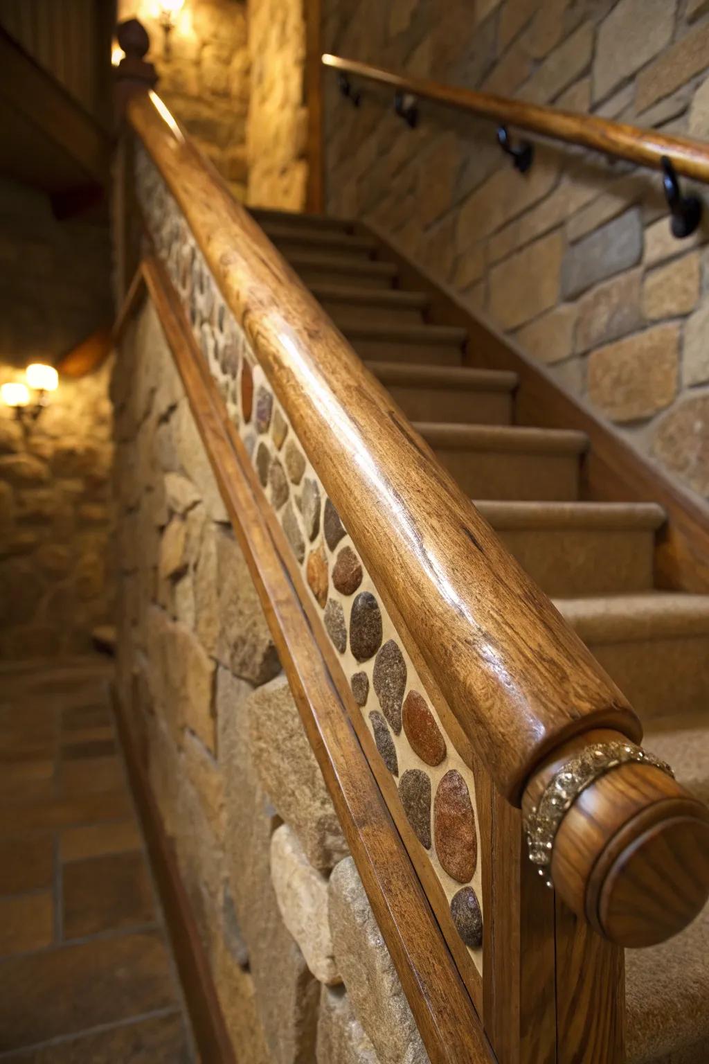 Elevate your space with the rustic elegance of stone-accented railings.