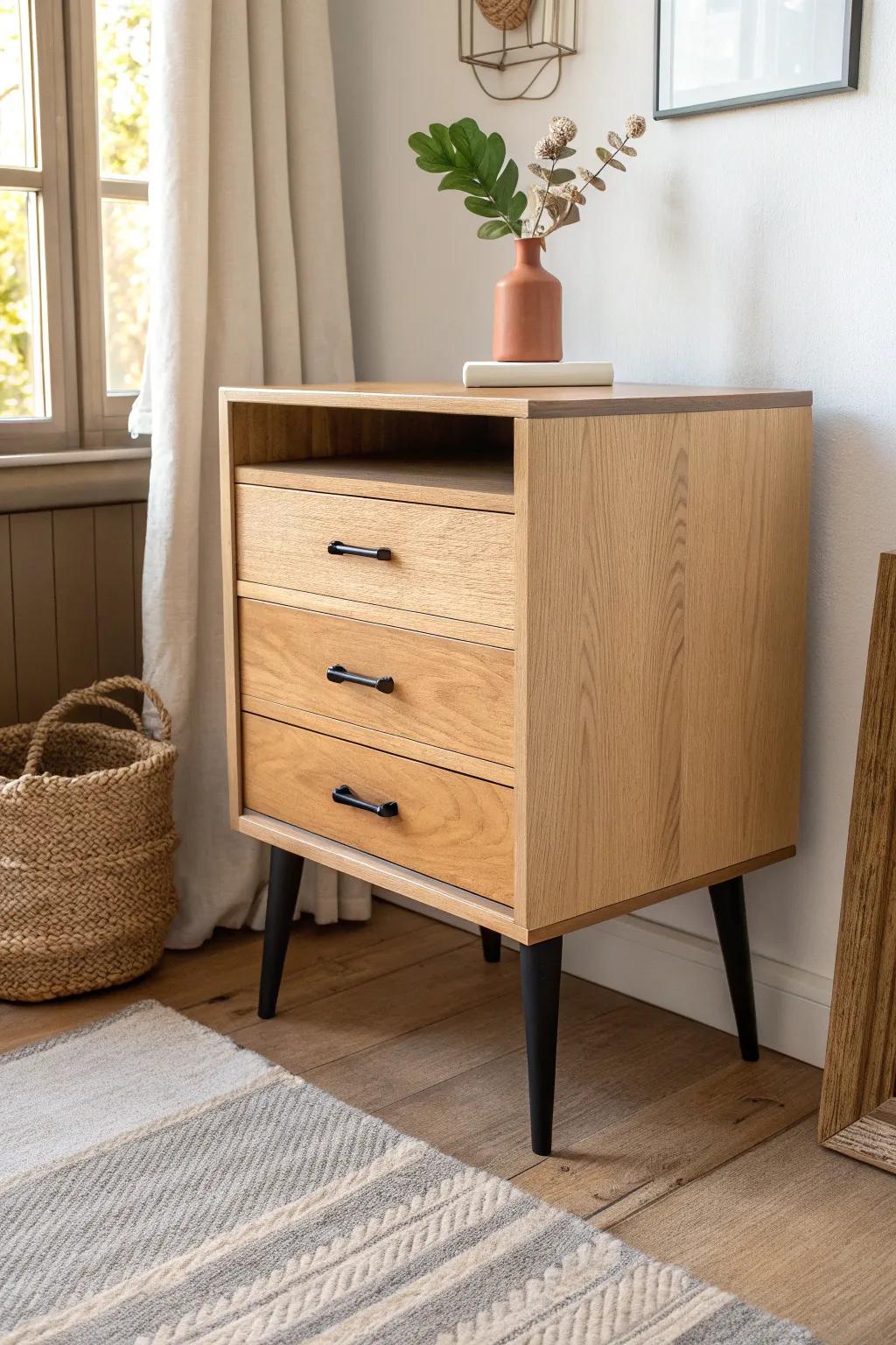 Turn one old dresser into a matching pair—this half-dresser nightstand looks custom-made.