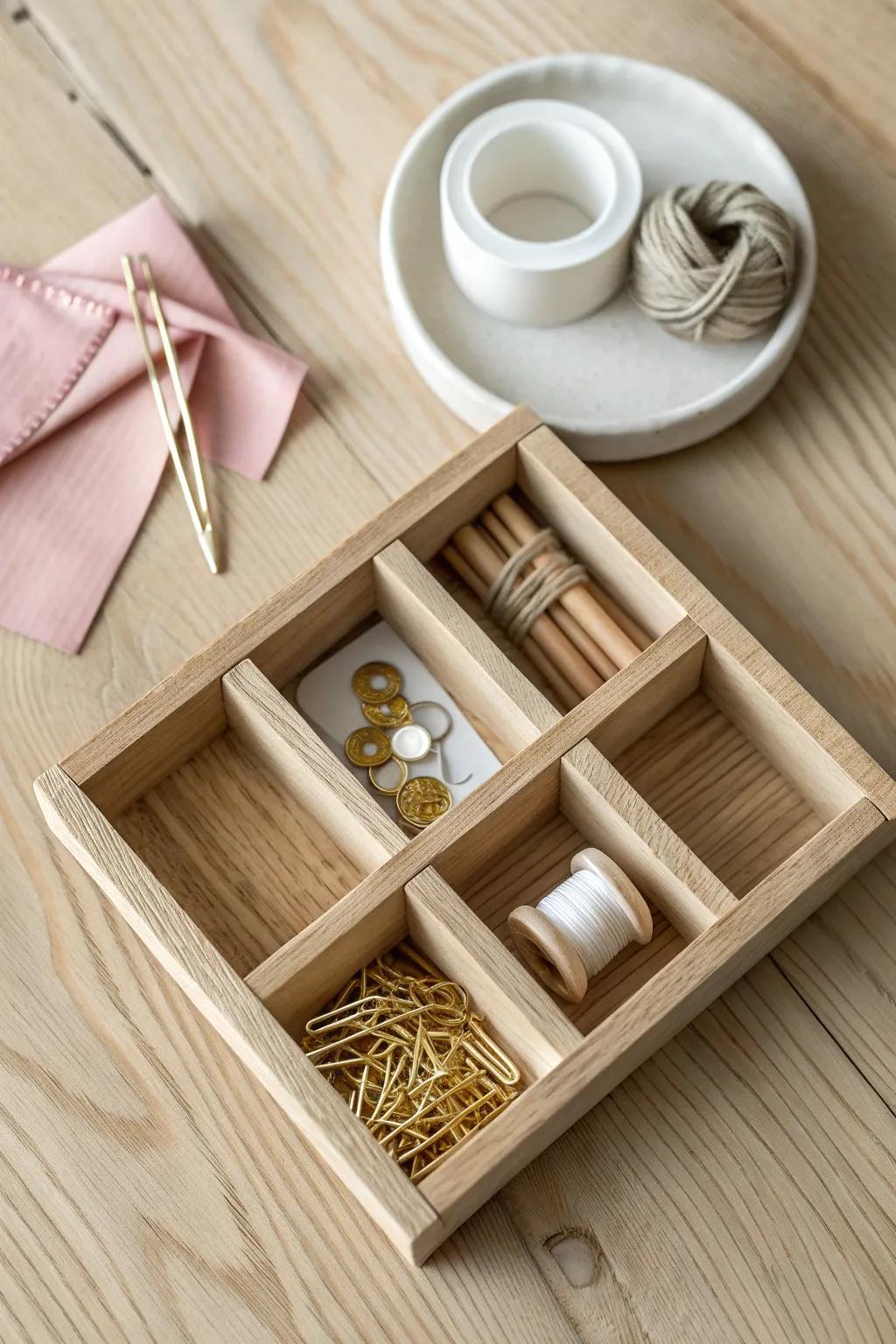 DIY scrapwood grid dividers that click together for a custom-looking, clutter-free drawer.