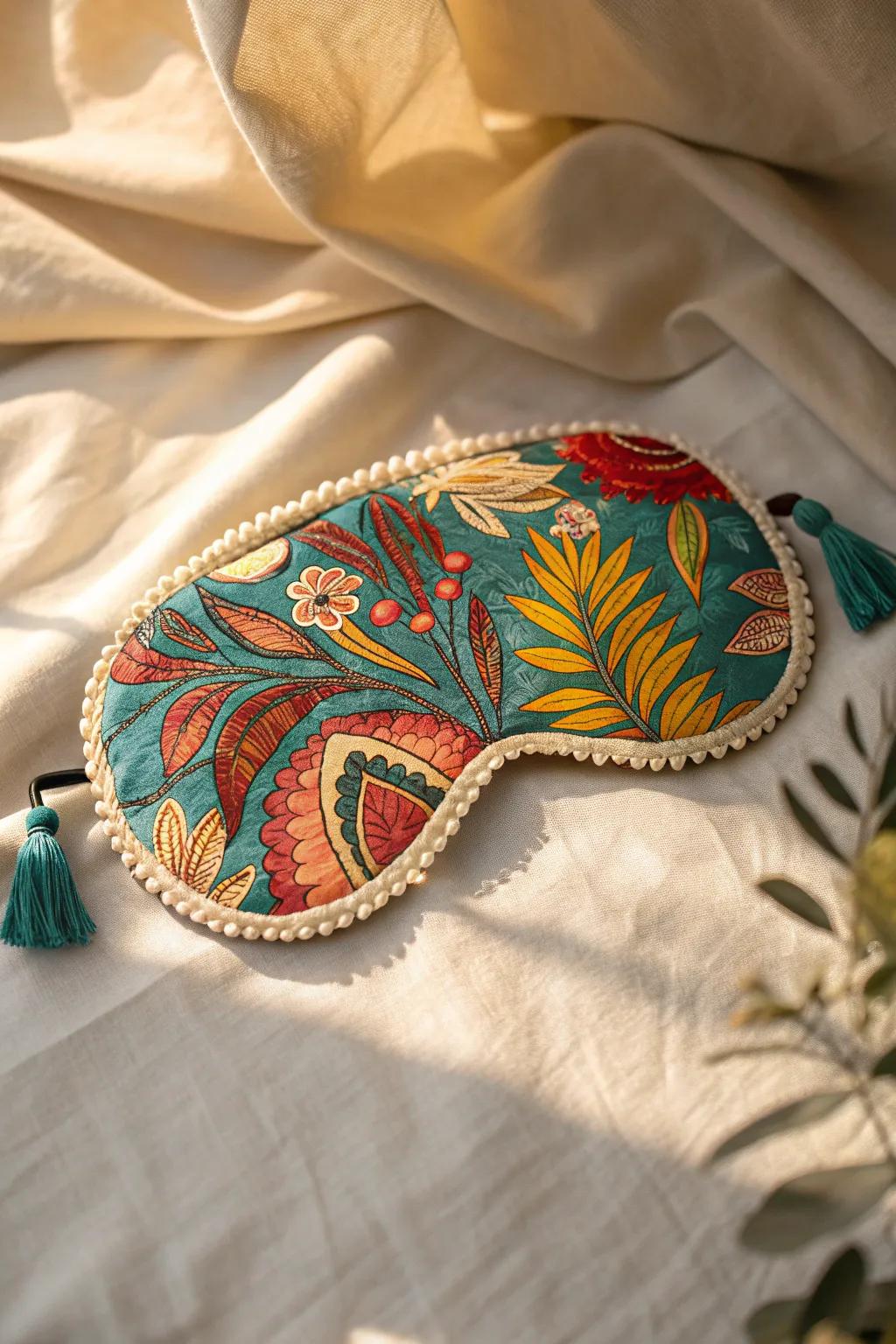 Get festival-ready with this vibrant boho eye mask—where bold colors meet minimalist elegance!