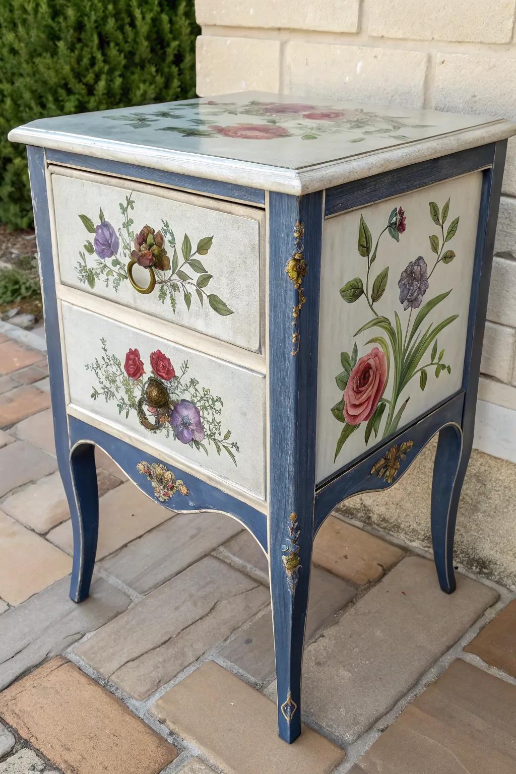 Pressed florals under clear resin—French provincial charm with a striking, handmade twist.