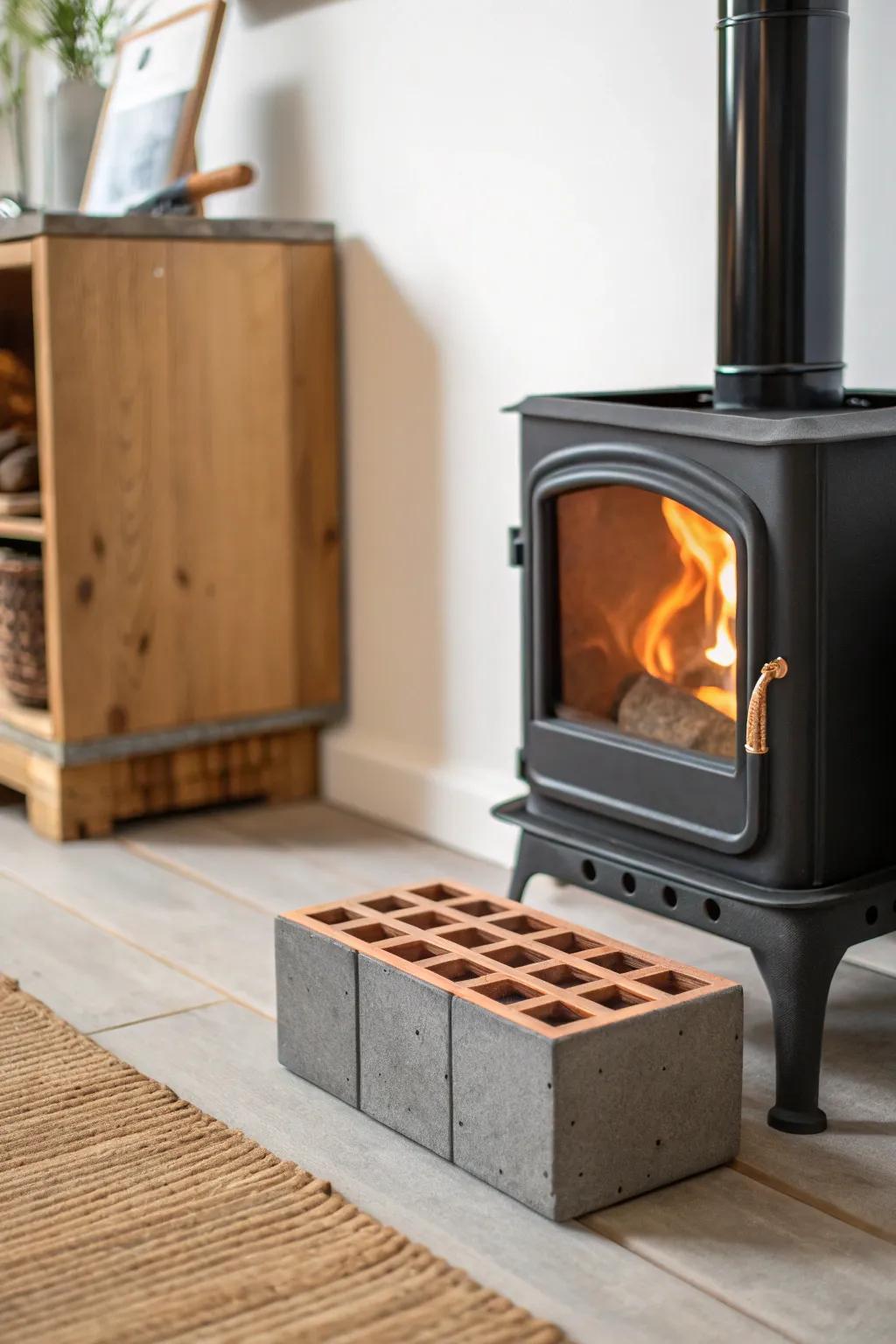 Thermal-mass hack: a simple paver heat sink that keeps your garage warmer for longer.