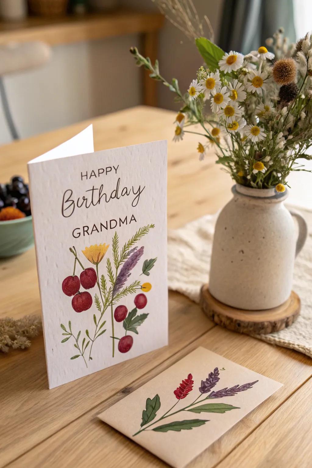 Celebrate grandma's special day with a card infused with nature's beauty and vibrant hues!