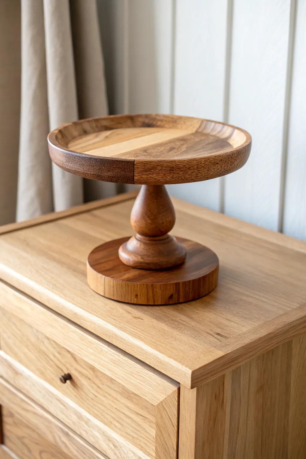 A tiny scrap-wood riser adds a handcrafted layer—minimal, boho-warm, and beautifully bold.