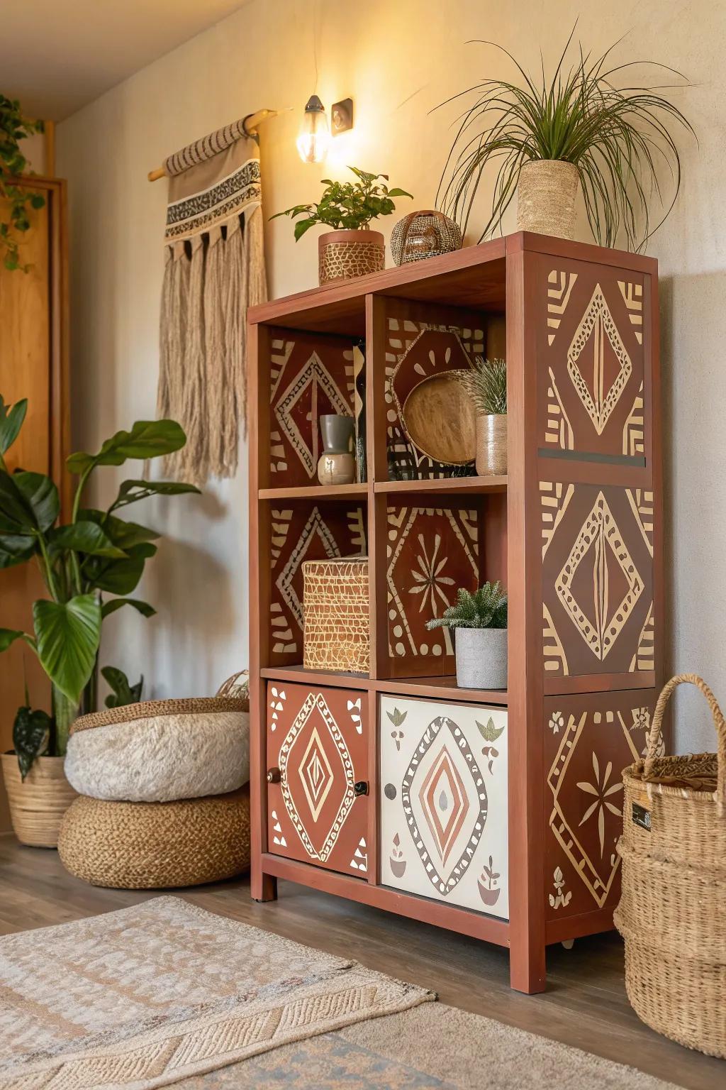 Embrace the boho spirit with this earthy terracotta and cream Kallax design, perfect for adding warmth and creativity to any space.