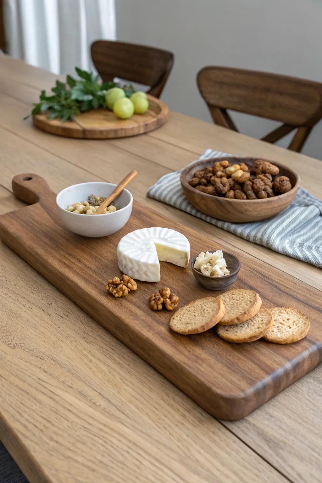 Mini scrap-wood risers add instant tiered height—simple, chic, and workshop-made.