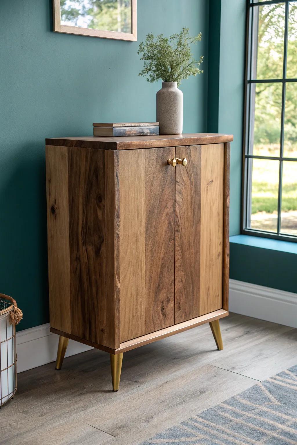 Live-edge walnut mini bar top—tiny footprint, big statement, handcrafted warmth for home.