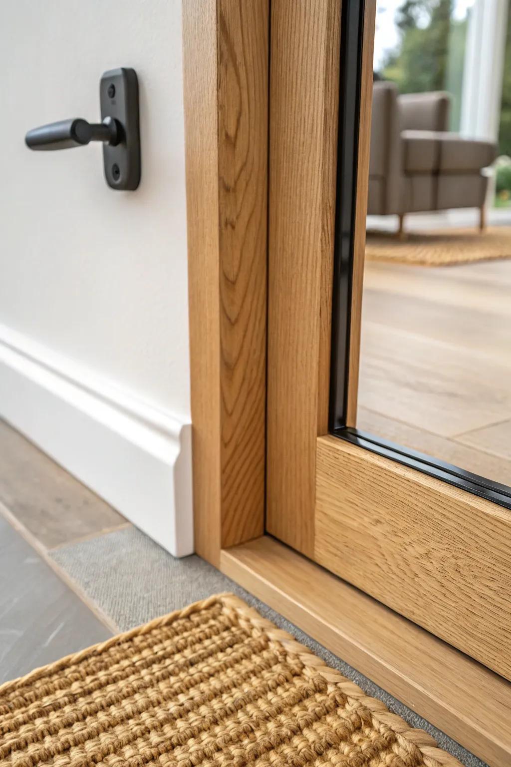 Micro‑bevel door trim: a clean edge that catches light for a crisp modern finish.