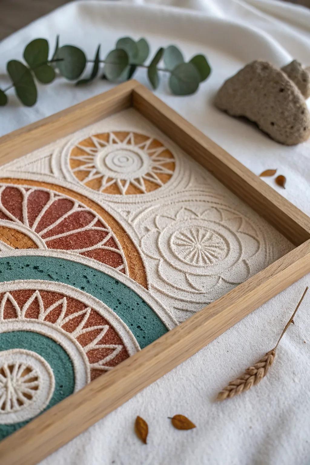 Discover the tactile beauty of sand art - where minimalist design meets earthy textures.