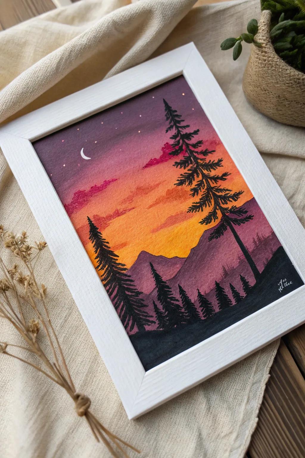 Embrace the serene drama of sunset silhouettes, where bold colors and minimalist beauty meet.