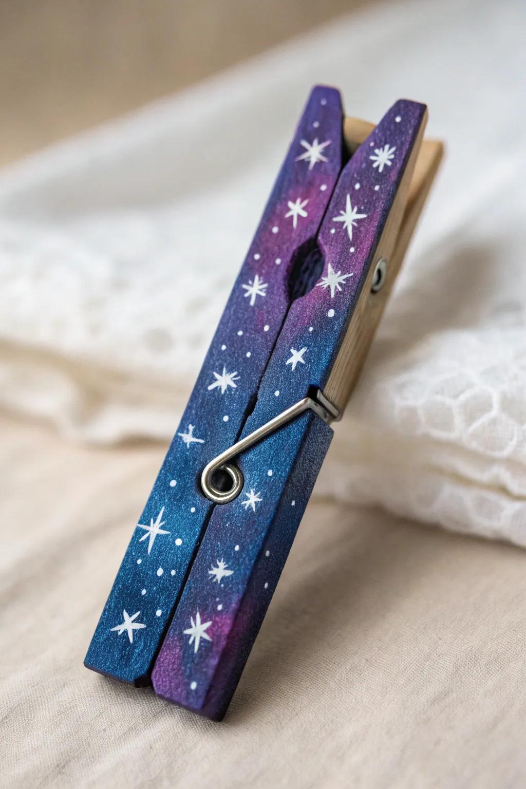 Capture the cosmos on a clothespin—bring the universe home with this galaxy-inspired design!