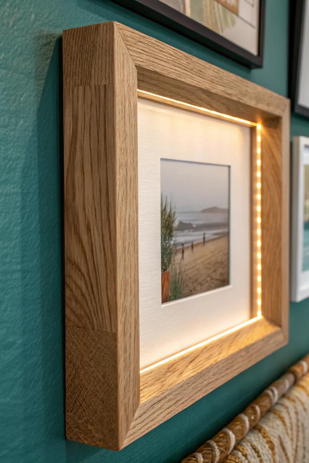 Backlit shadow-box wainscoting: a glowing picture-frame panel that adds instant drama.