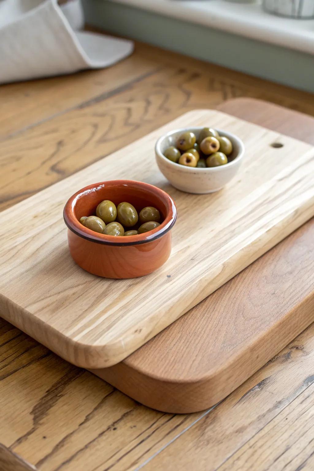 Magnetic mini cheese board keeps the ramekin locked in—no runaway olives, just chic snacking.