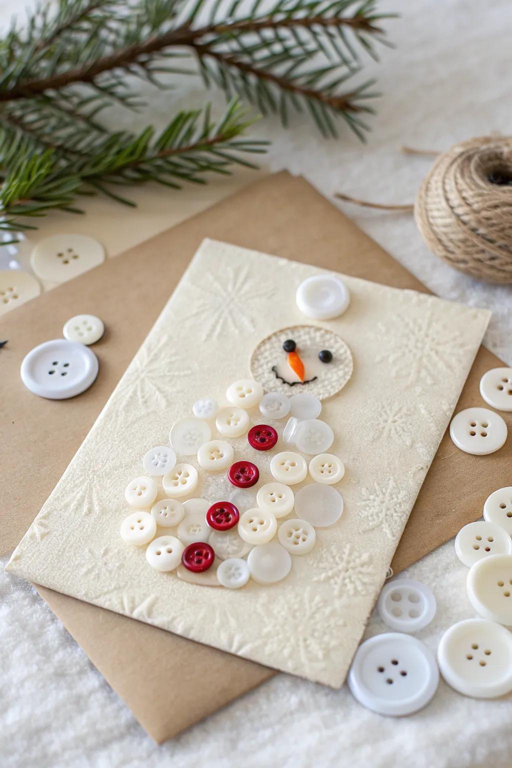 Crafted with charm: A minimalist button snowman that celebrates simplicity and creativity.