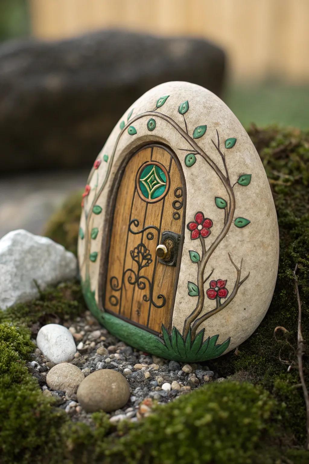 Unlock the magic with fairy tale doors on stone — where imagination meets artistry.