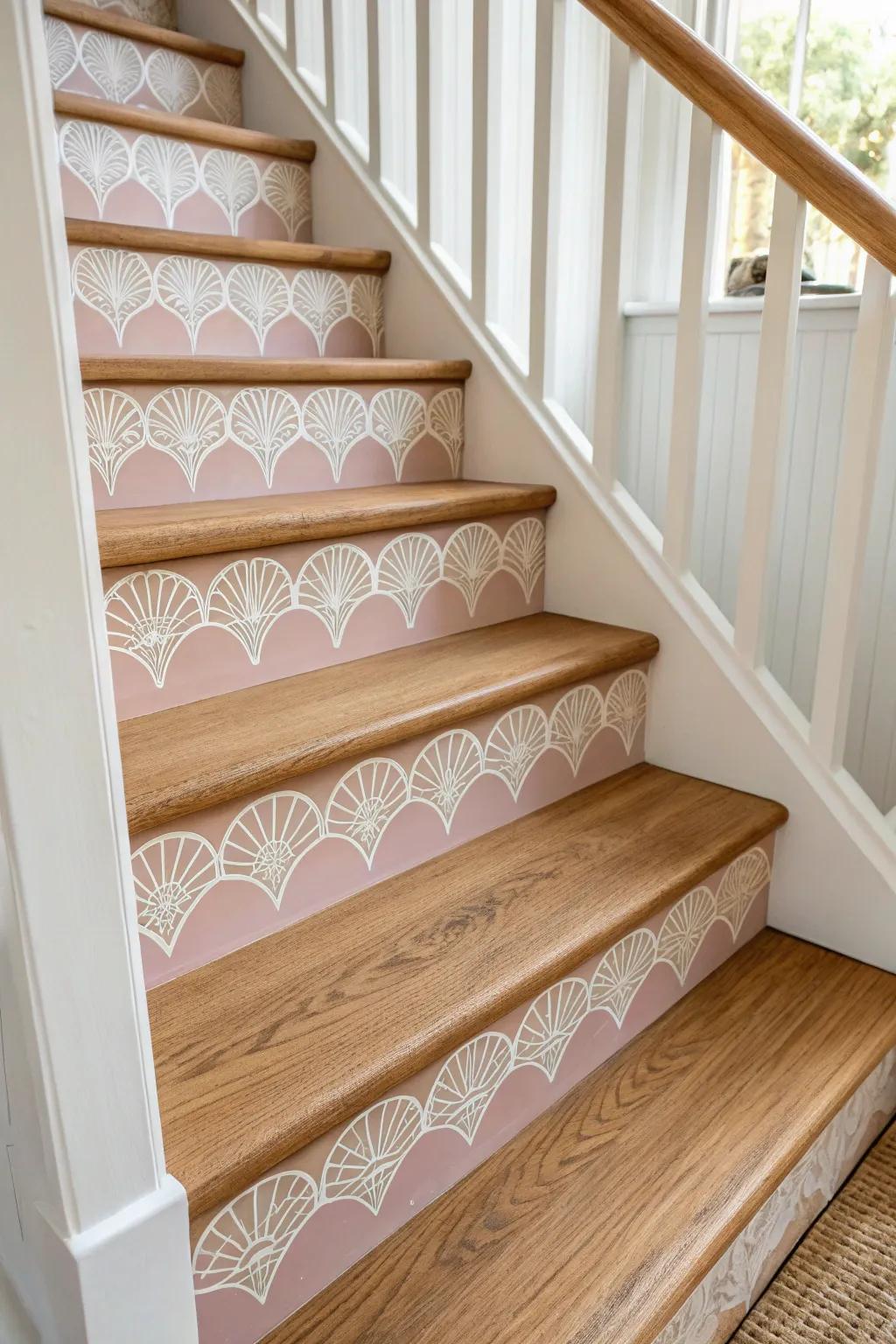 Soft painted stair risers add subtle Victorian drama—without overwhelming the entryway.