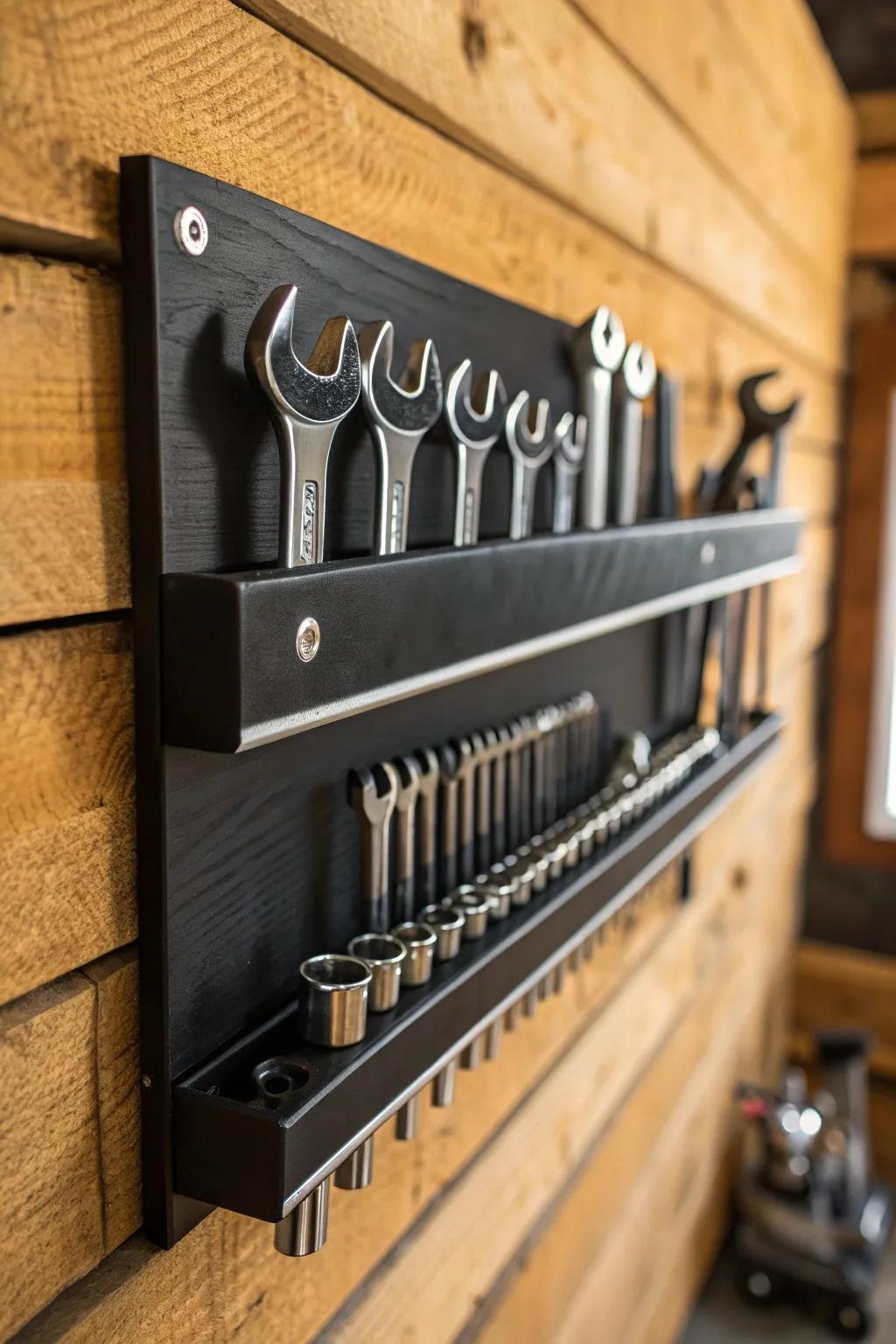 Elevate your workshop with this stylish magnetic tool holder—where craftsmanship meets convenience.