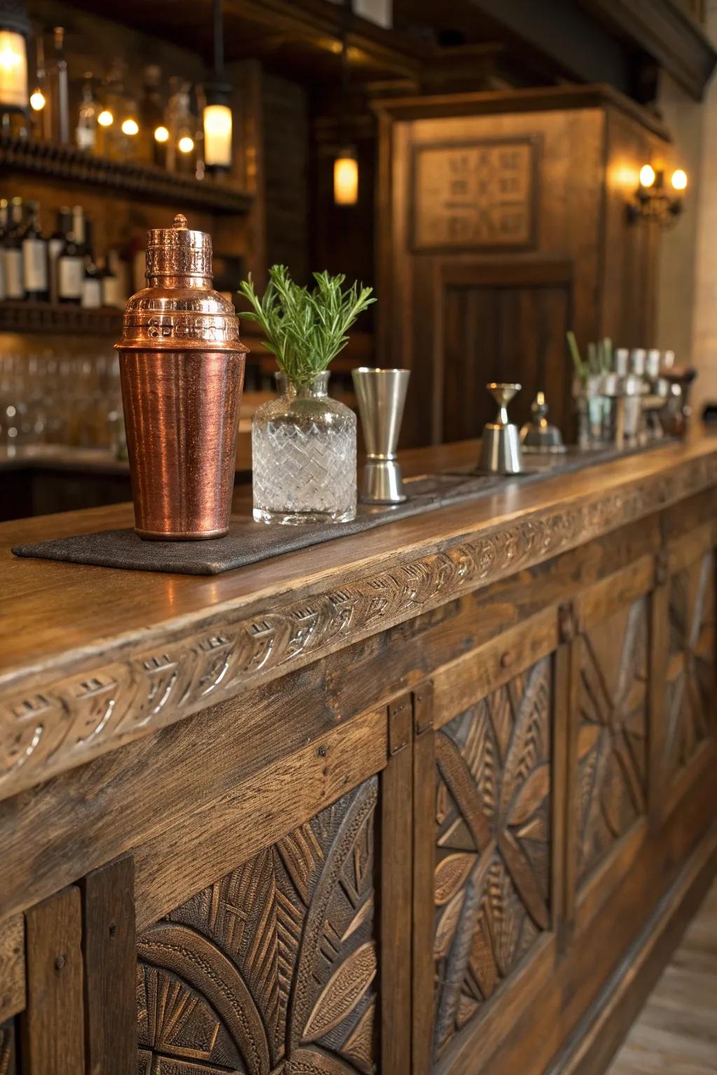 Transform timeless pieces into stunning bar ledges with upcycled charm.