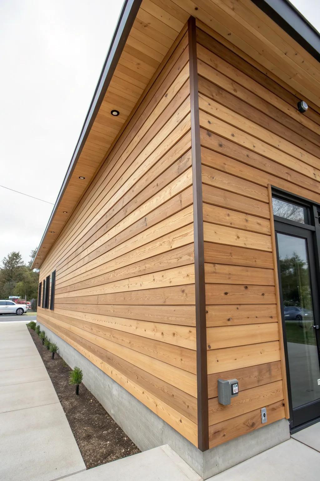 Vertical meets horizontal cedar siding—an easy switch that gives barndominiums custom curb appeal.