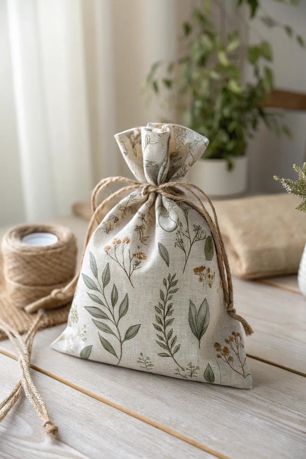 Embrace nature's elegance with this handcrafted gift bag, perfect for those who cherish the outdoors.